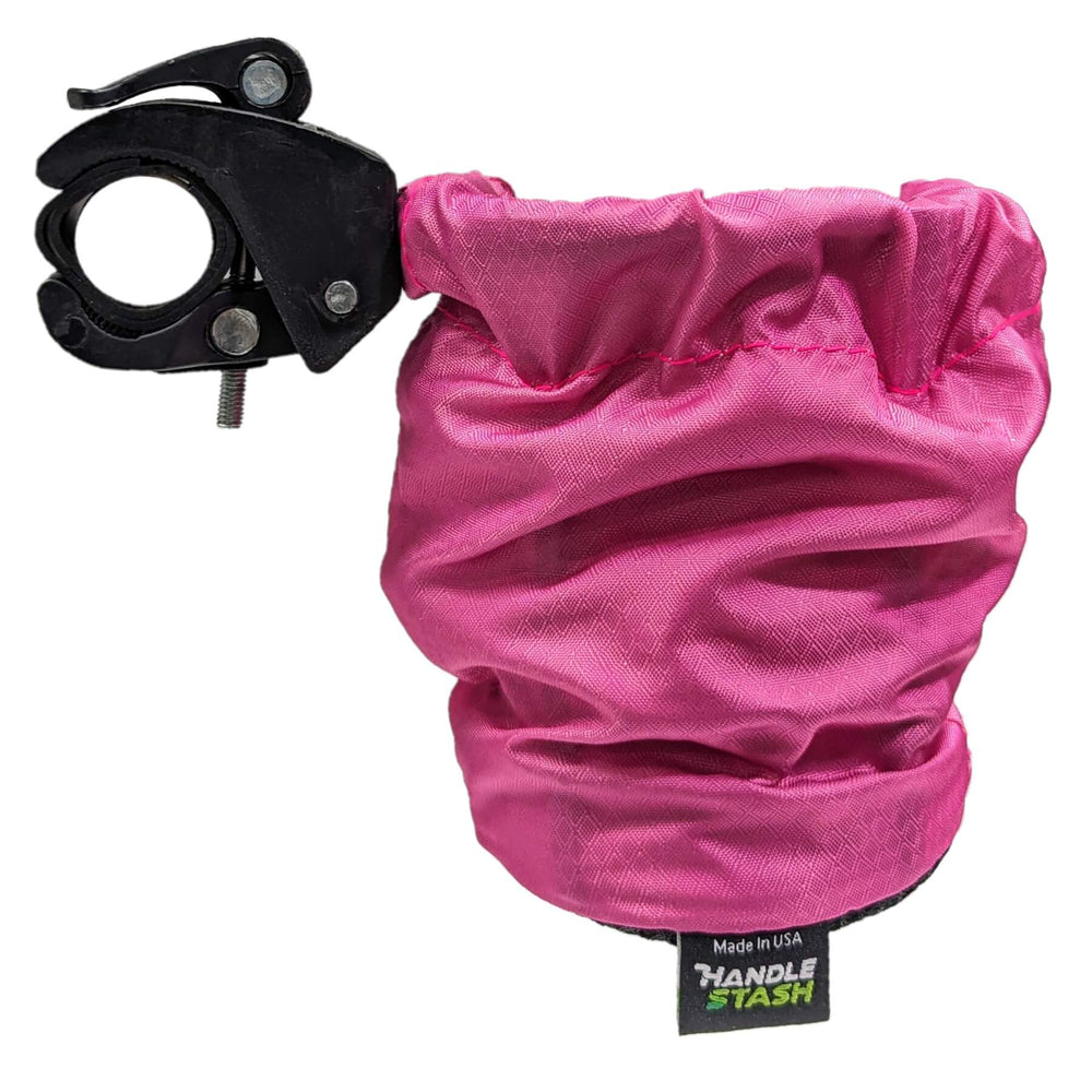 HandleStash shock absorbing cup holder in down position.