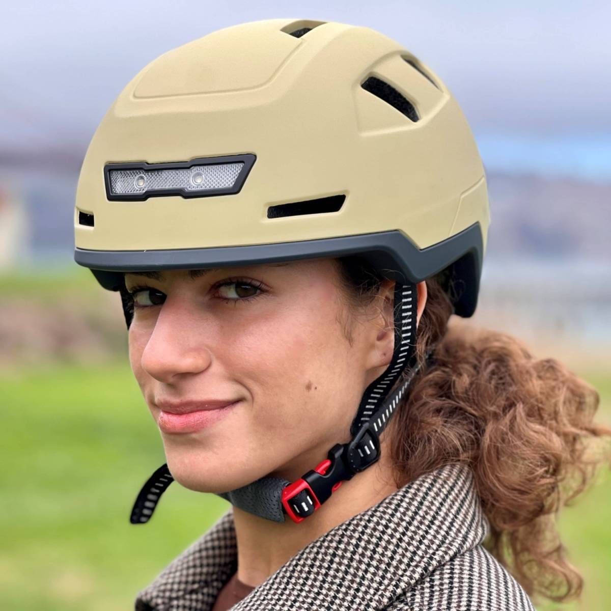 person wearing xnito ebike helmet giving a sassy look