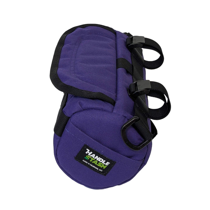 purple handlebar bag on white - side