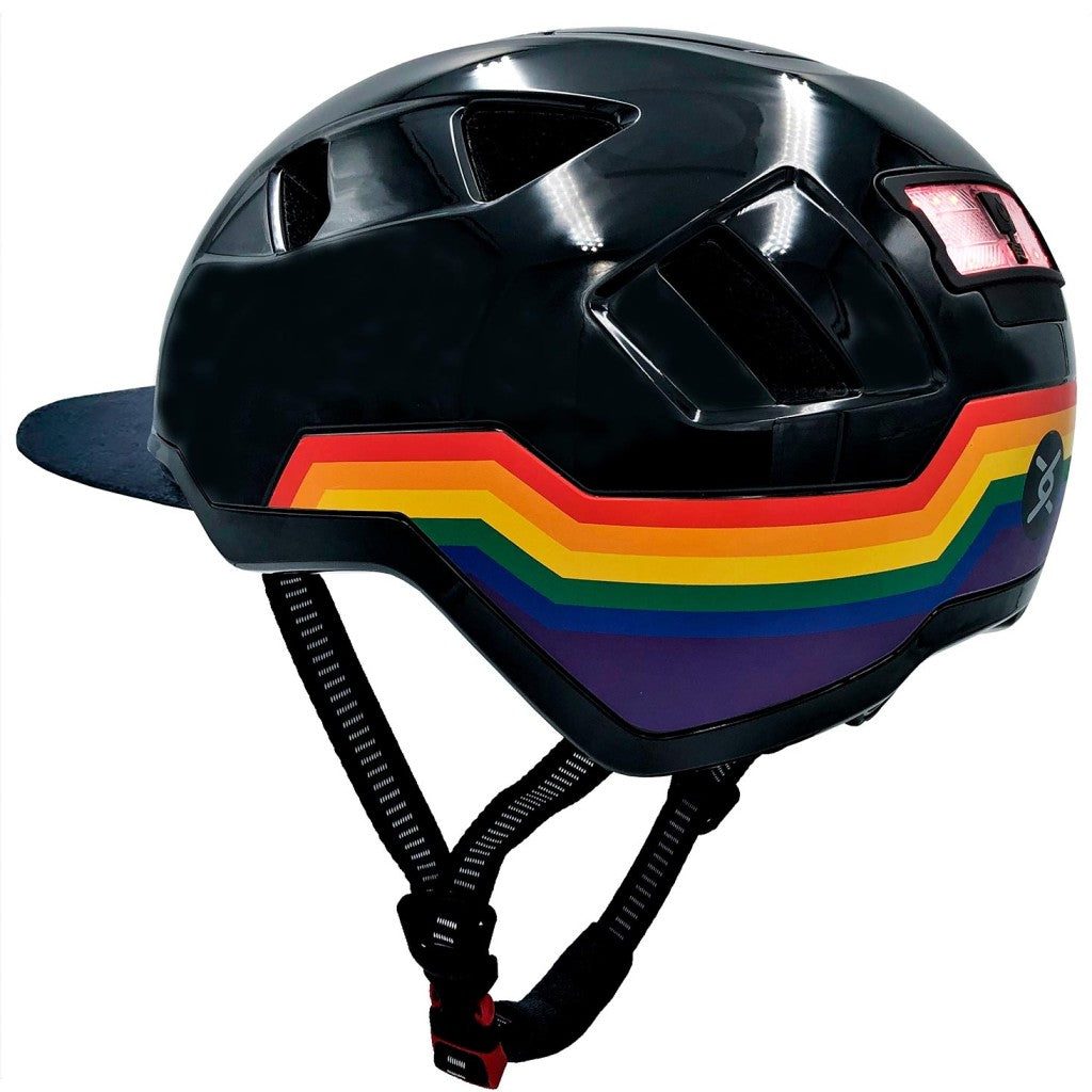 xnito ebike helmet in disco black and rainbow colors