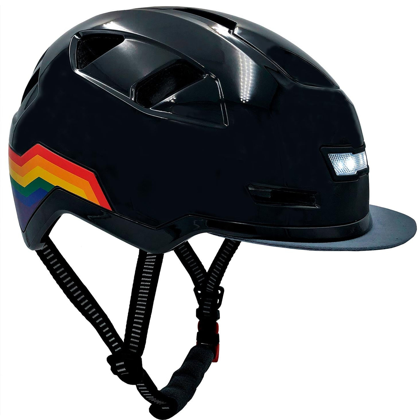 front view of xnito disco ebike helmet with lights