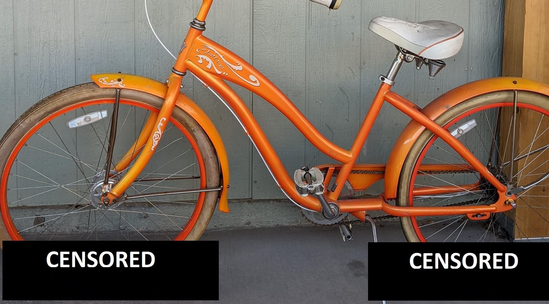 Bike with flat tires covered with censor bars