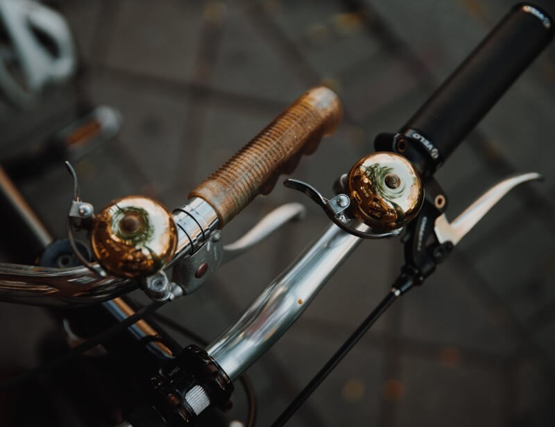 Two bike bells on handlebars