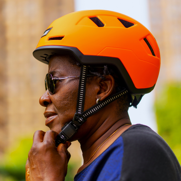 xnito ebike helmet on person's head