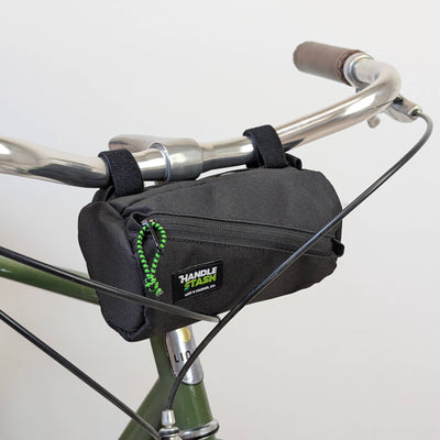 black Mini handlebar bag on bike