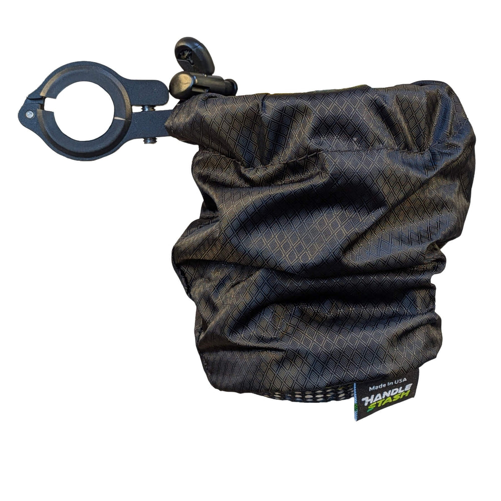 Black bike cup holder with alloy clamp extended