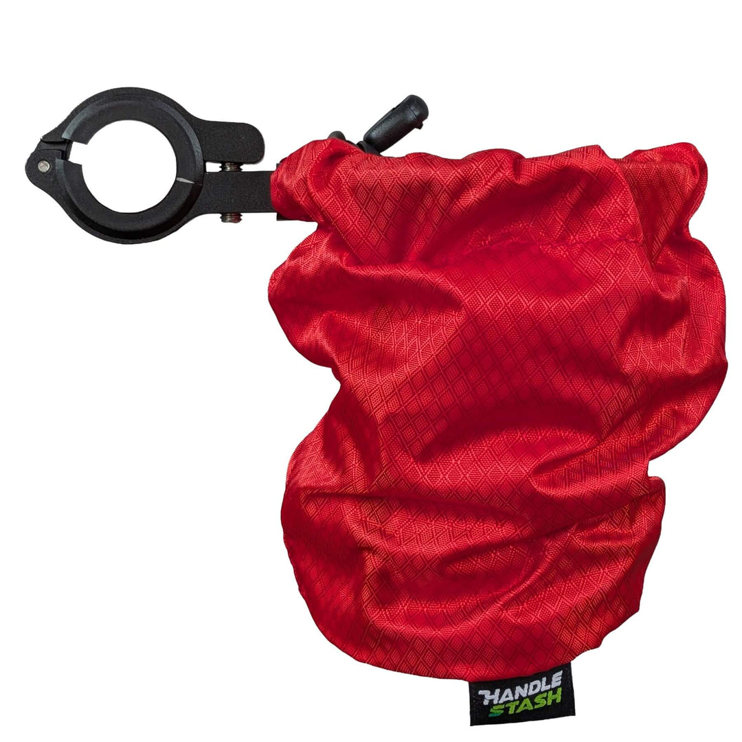 Red Hot bike cup holder with alloy clamp extended