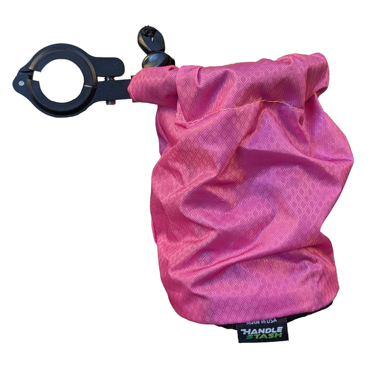 Rose Pink bike cup holder with alloy clamp extended