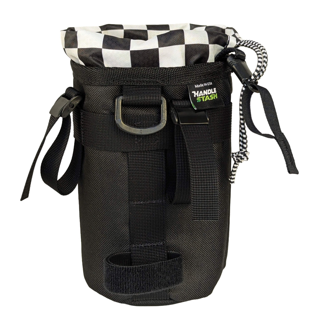 Black and checkered two-tone stem bag front view 