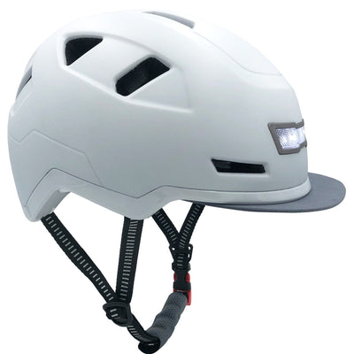 xnito ebike helmet with visor and light in lightning white