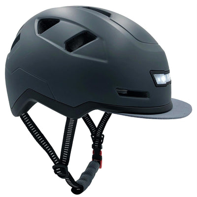 front side view of xnito ebike helmet with light and visor