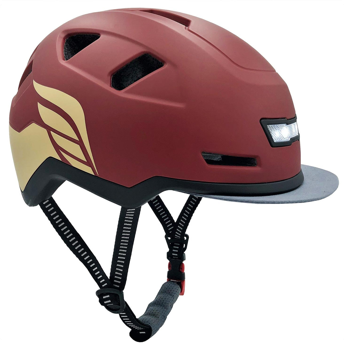 xnito ebike helmet front view of lights and visor